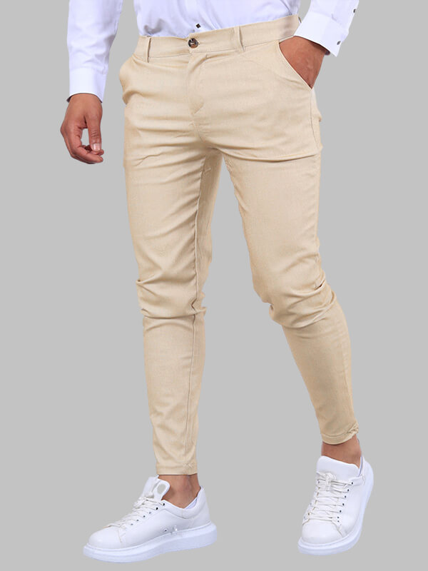 Men's Skinny Stretch Chino Trousers - side view | SAINT DOR