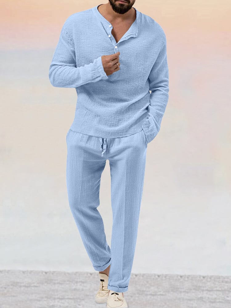 Men's Modern Two-Piece Co-Ord Set - Casual Shirt & Shorts in Grey — close-up