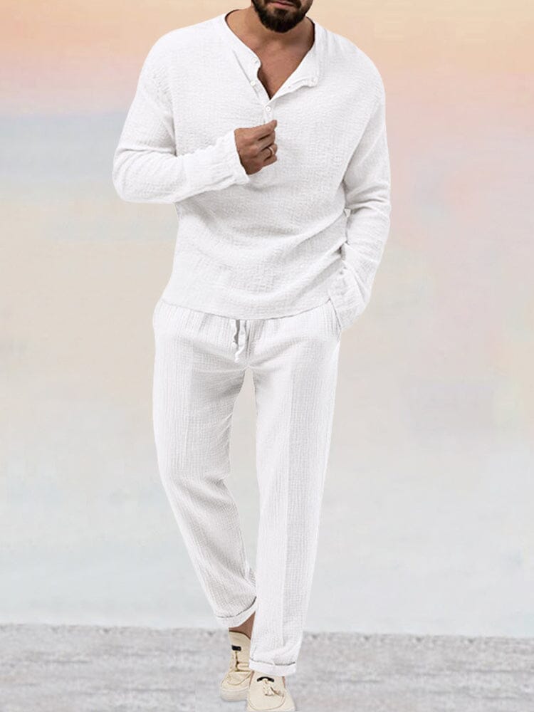 Men's Modern Two-Piece Co-Ord Set - Casual Shirt & Shorts — main view