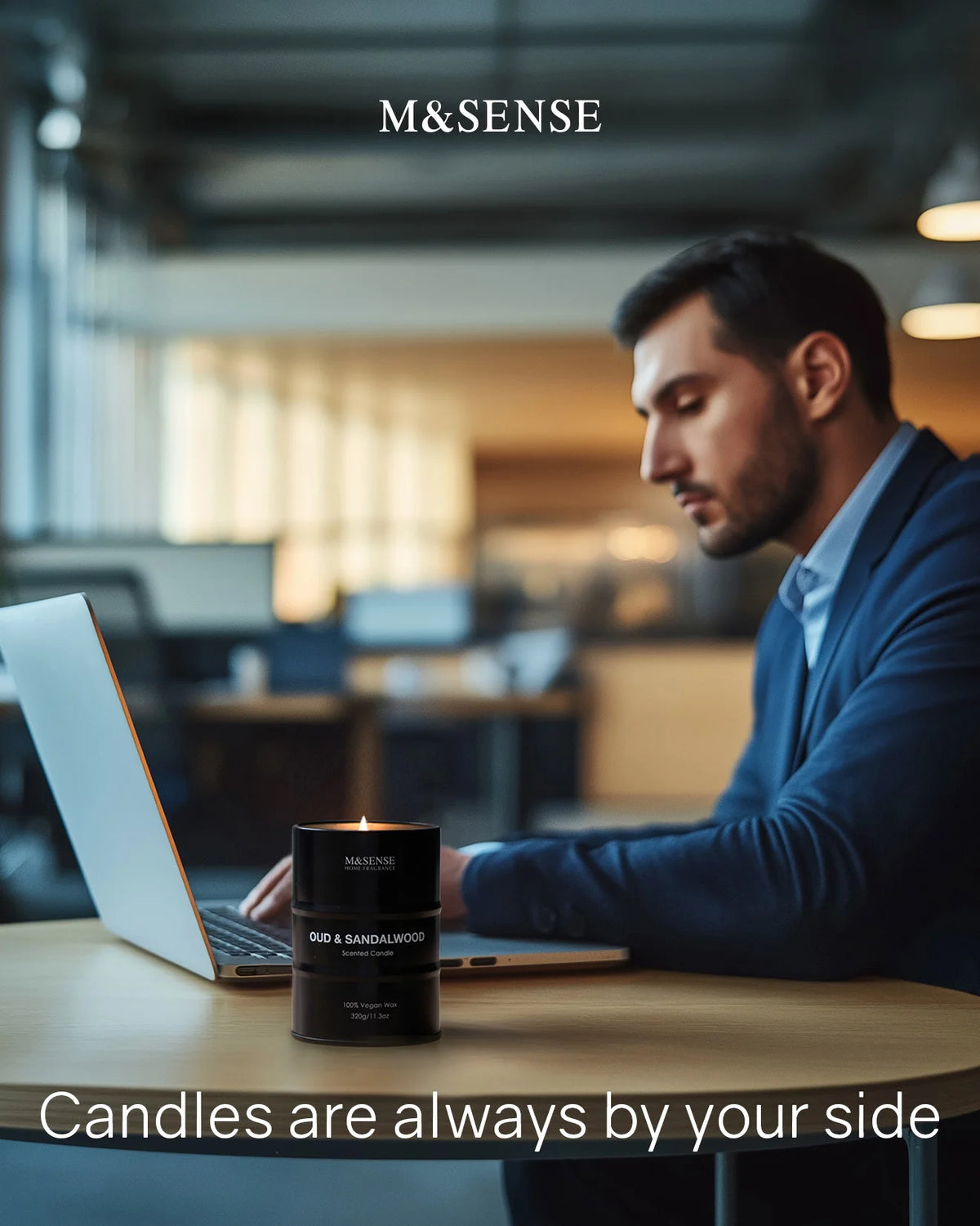 Natural Wax Scented Candle – 70-Hour Burn Time – back view
