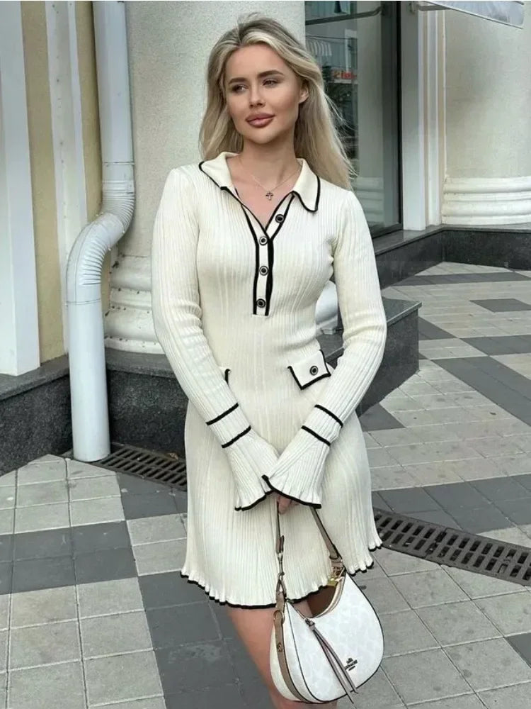 Women's Vintage Contrast Dress – Classic Elegant Occasion – lifestyle shot