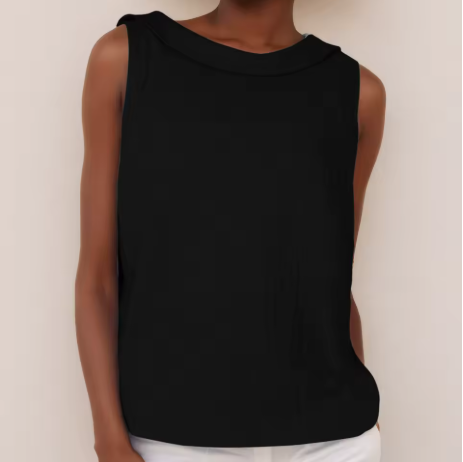 Women's Top - Sleeveless Roll Collar Top in Grey