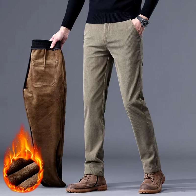 Men's Corduroy Trousers with Fleece Lining - side view | SAINT DOR
