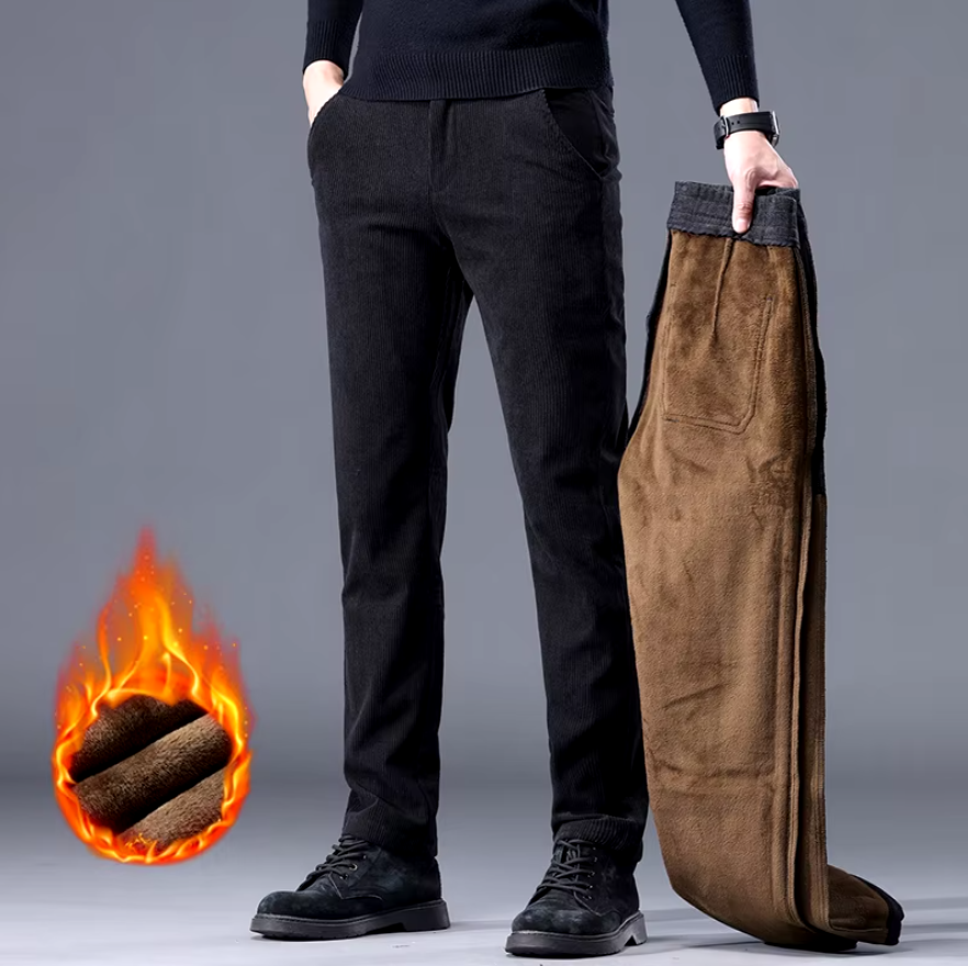 Men's Corduroy Trousers with Fleece Lining - back view | SAINT DOR