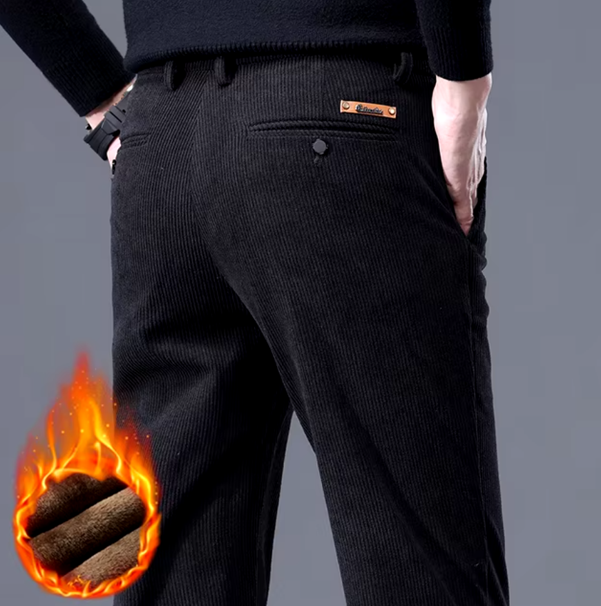 Men's Corduroy Trousers with Fleece Lining - product view | SAINT DOR
