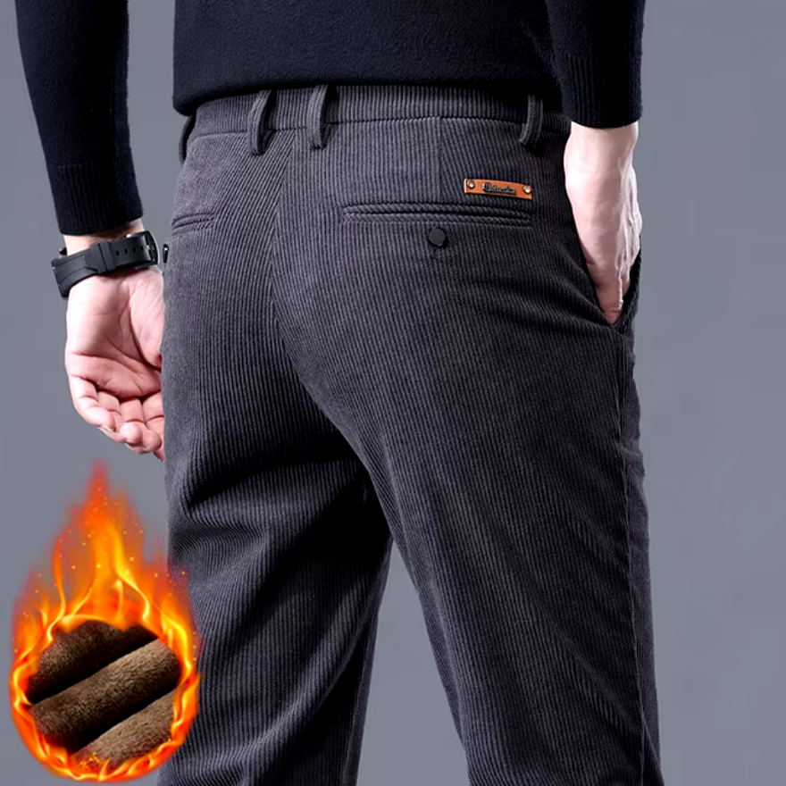 Men's Corduroy Trousers with Fleece Lining - product view | SAINT DOR