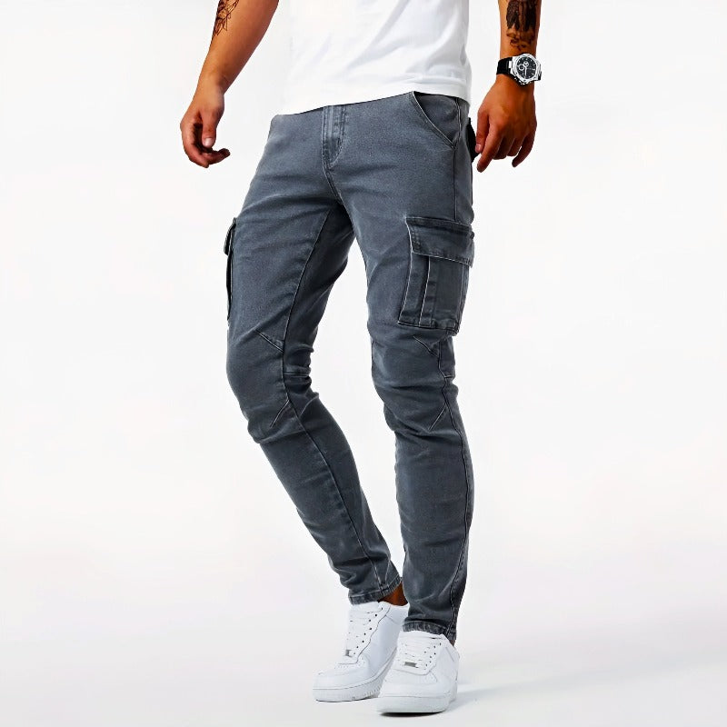 Men's Cargo Denim Jeans - front view | SAINT DOR