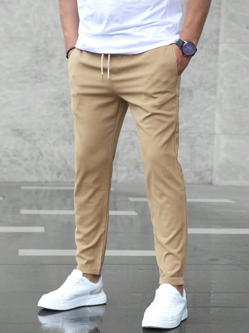 Men's Stretch Chino Trousers - Slim Olive Navy