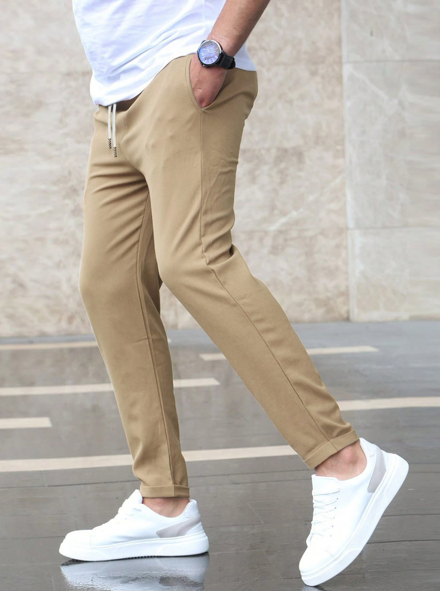 Men's Stretch Chino Trousers - Slim Olive Navy
