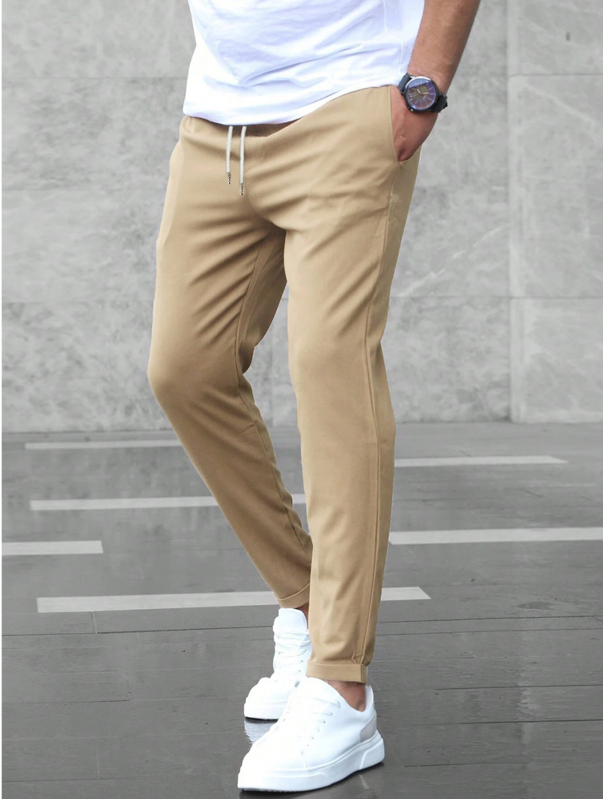 Men's Stretch Chino Trousers - Slim Olive Navy