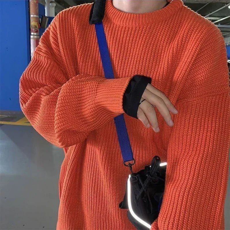 Men's oversized ribbed jumper in Orange