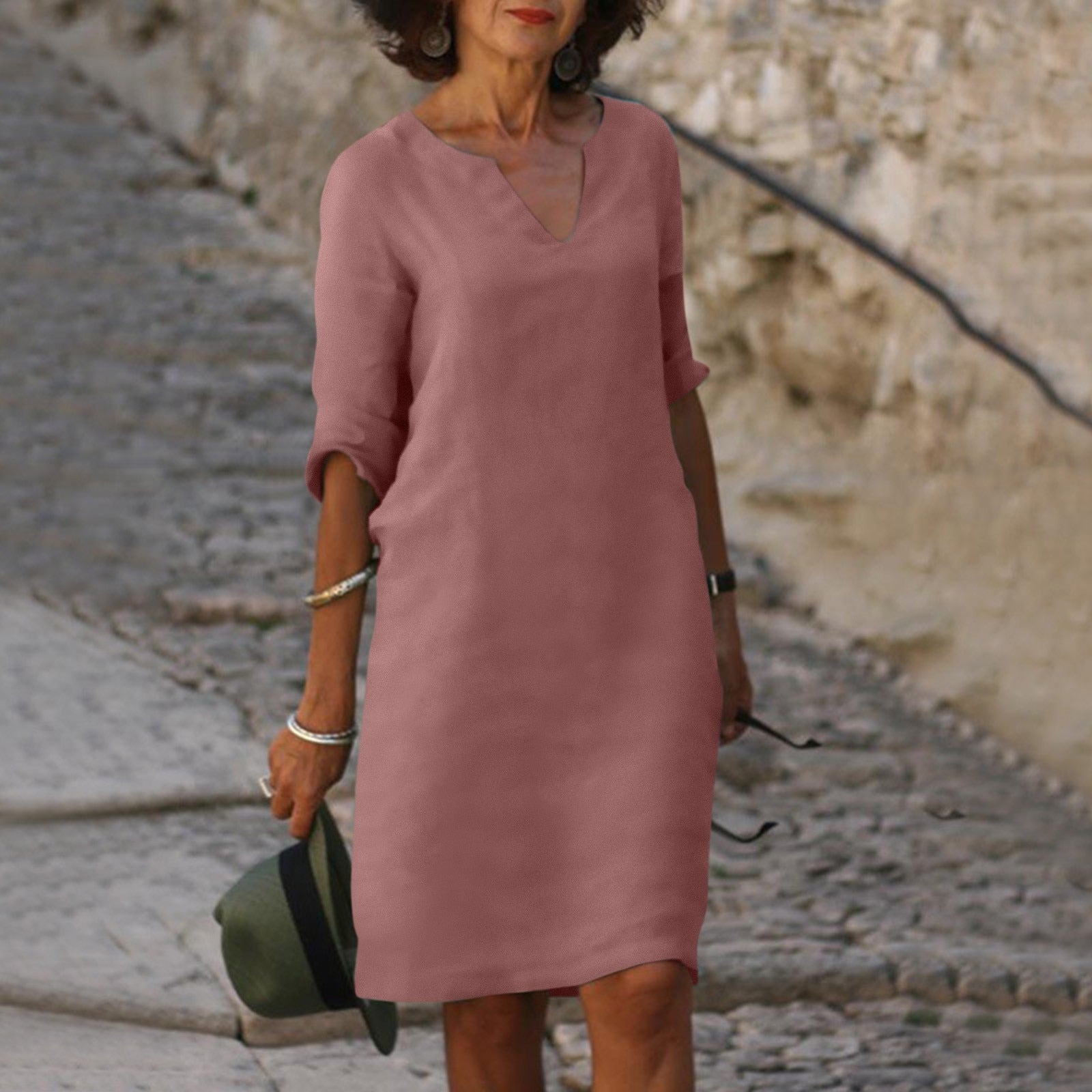 Women's Dress - Stylish Summer Dress in Donkergroen