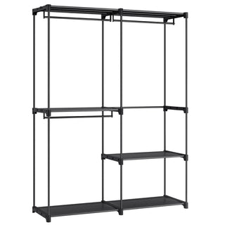 Open Wardrobe Rail System – 3 Rails Steel Frame 138x182cm – front view
