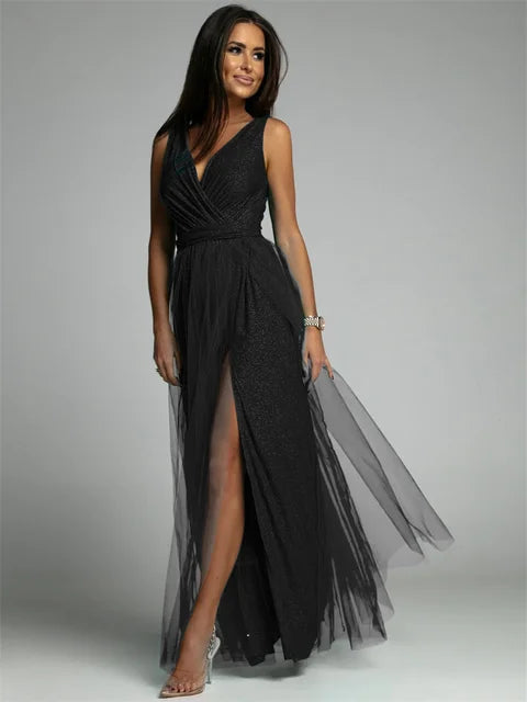 Women's Dress - Elegant V-Neck - view 2