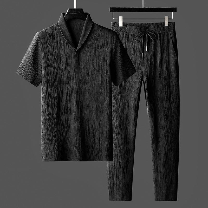 Men's Two-Piece Co-Ord Set - Relaxed Shirt & Shorts in White — side view