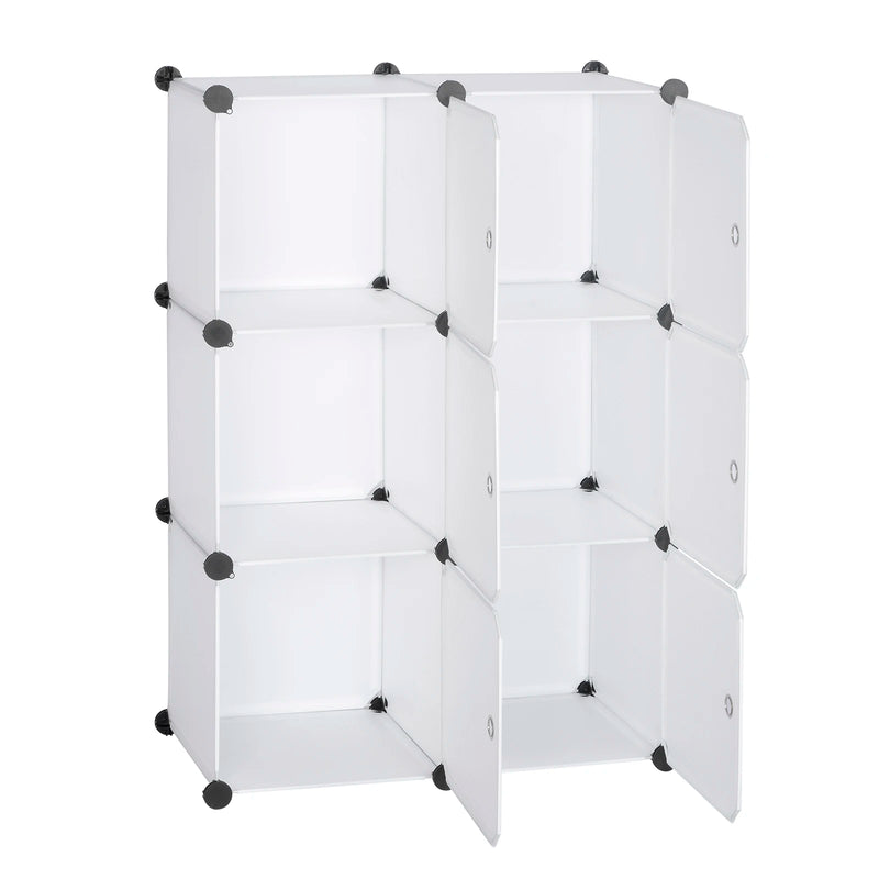 Modular White Plastic Wardrobe – 6 Doors 96x96cm – side view