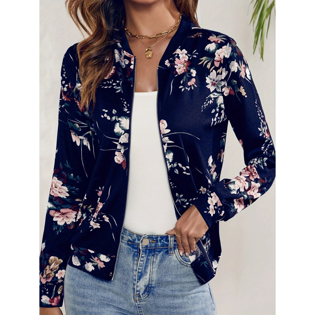 Women's Bomber Jacket in Navy