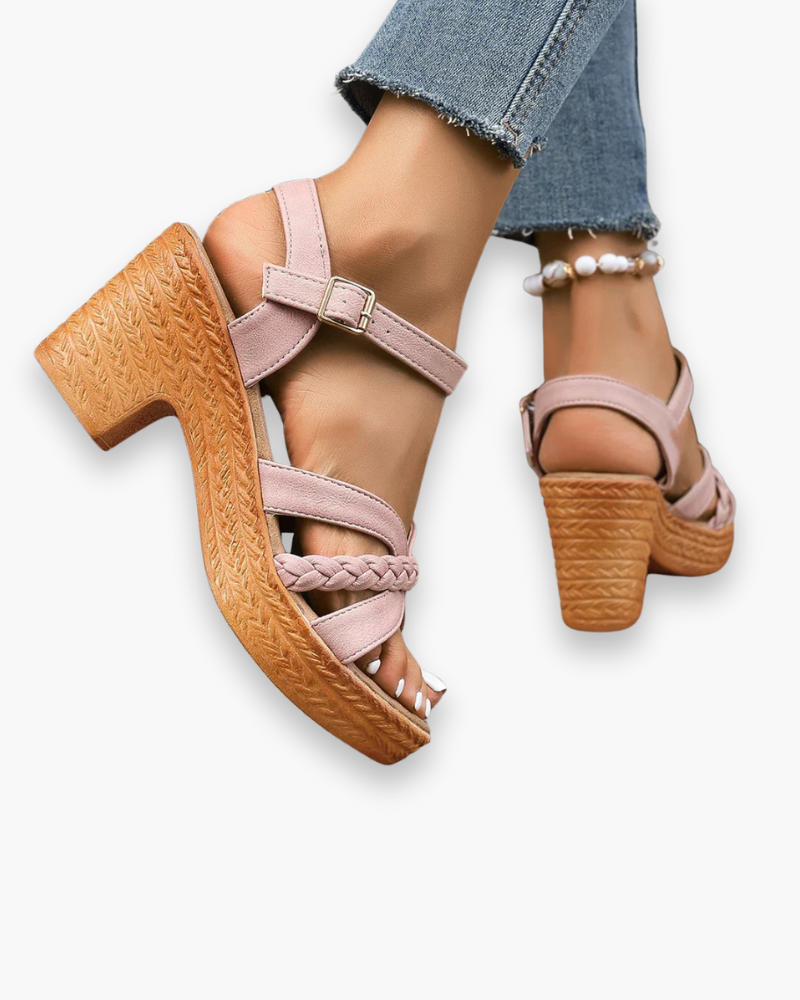 Women's heeled sandals with adjustable straps – Saint Dor UK – lifestyle shot