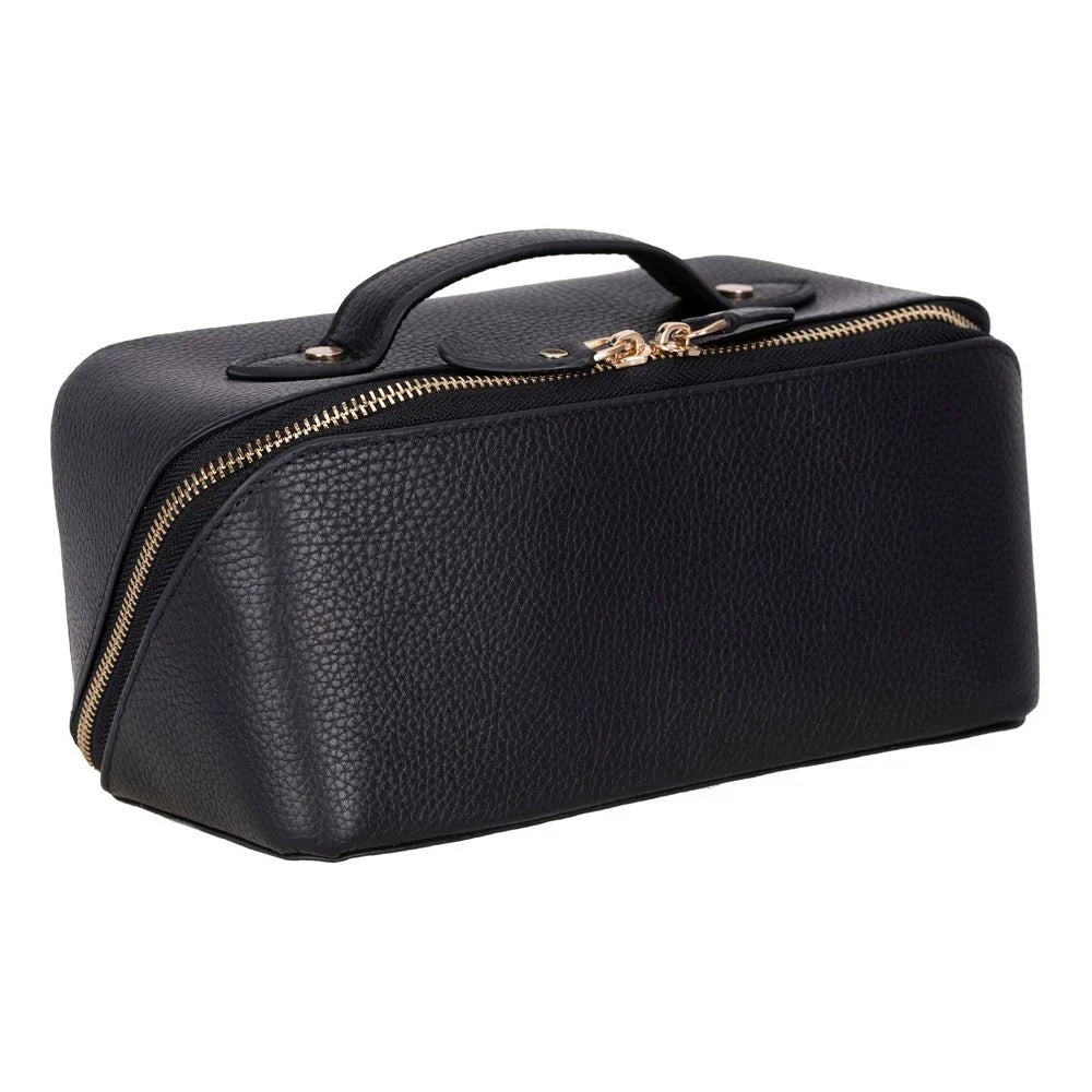 Leather Make-up Bag in Blackout