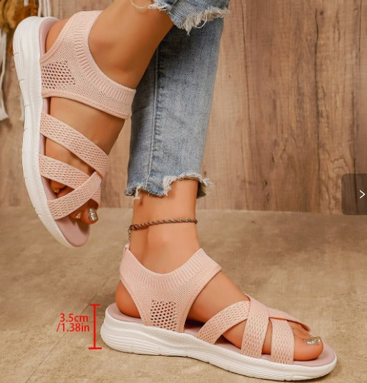 Women's Knit Sandals - Stretch Fit, Non-Slip Sole