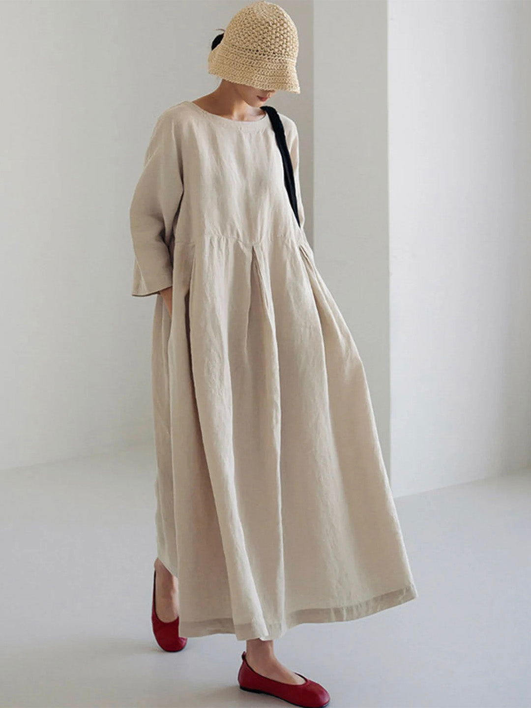 Women's Ivonne Cotton Maxi Dress – Side Pockets Casual – front view