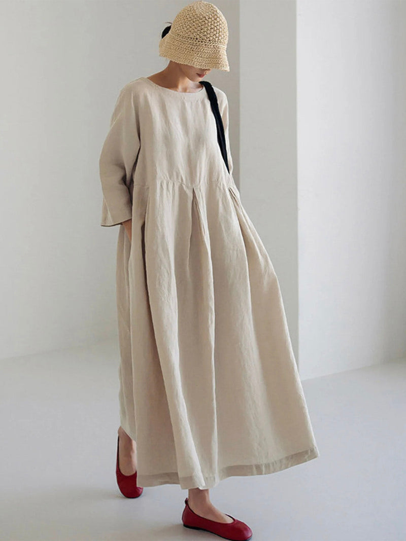 Women's Ivonne Cotton Maxi Dress – Side Pockets Casual – front view