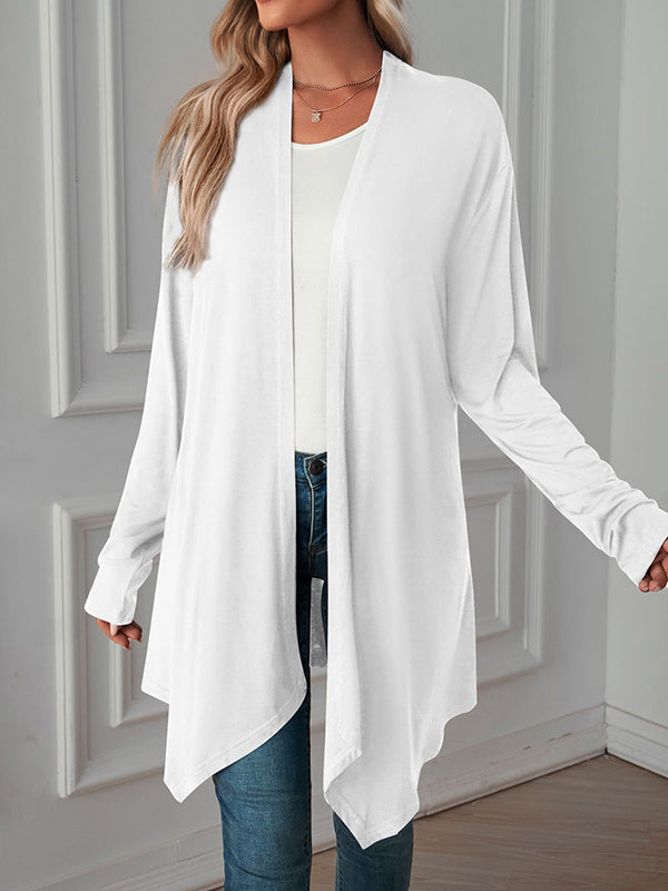 Light waterfall jacket with a draped collar and an open front