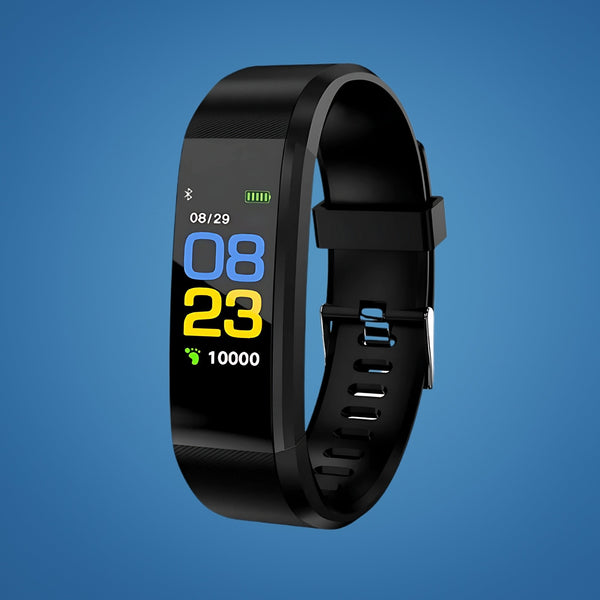 Activity tracker with a colour display and black strap