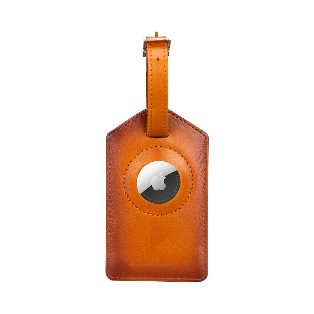 Leather Luggage Tag in Tan