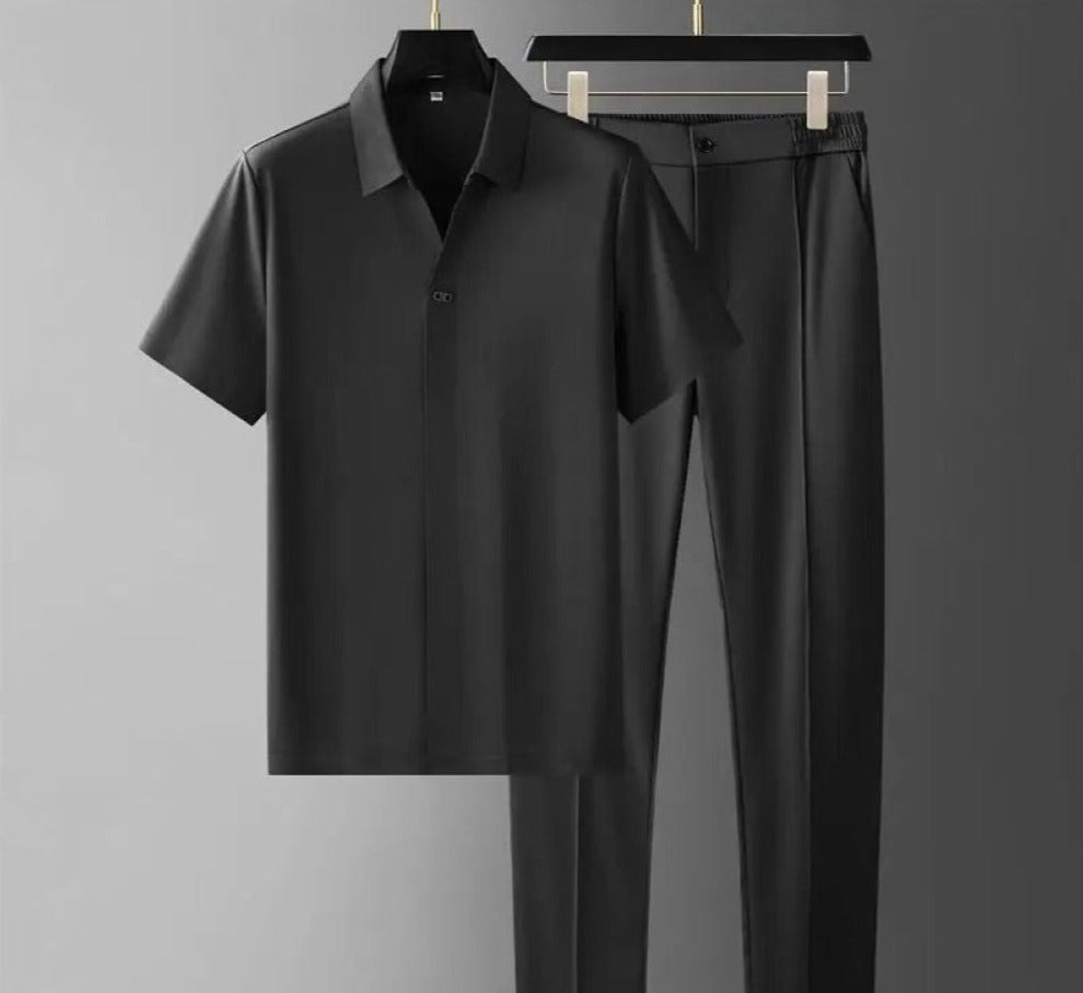 Men's Premium Two-Piece Co-Ord Set - Elevated Everyday Wear in Black — side view