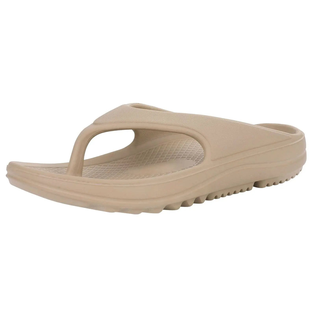 EVA flip flops with arch support footbed, deep heel cup and thick non-slip sole - khaki