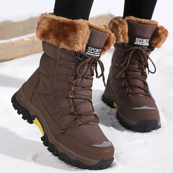 Women's Shoes - Warm Waterproof Winter Boots in Black