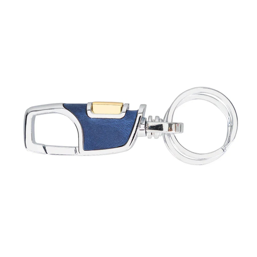 Leather Keyring in Cadet Blue