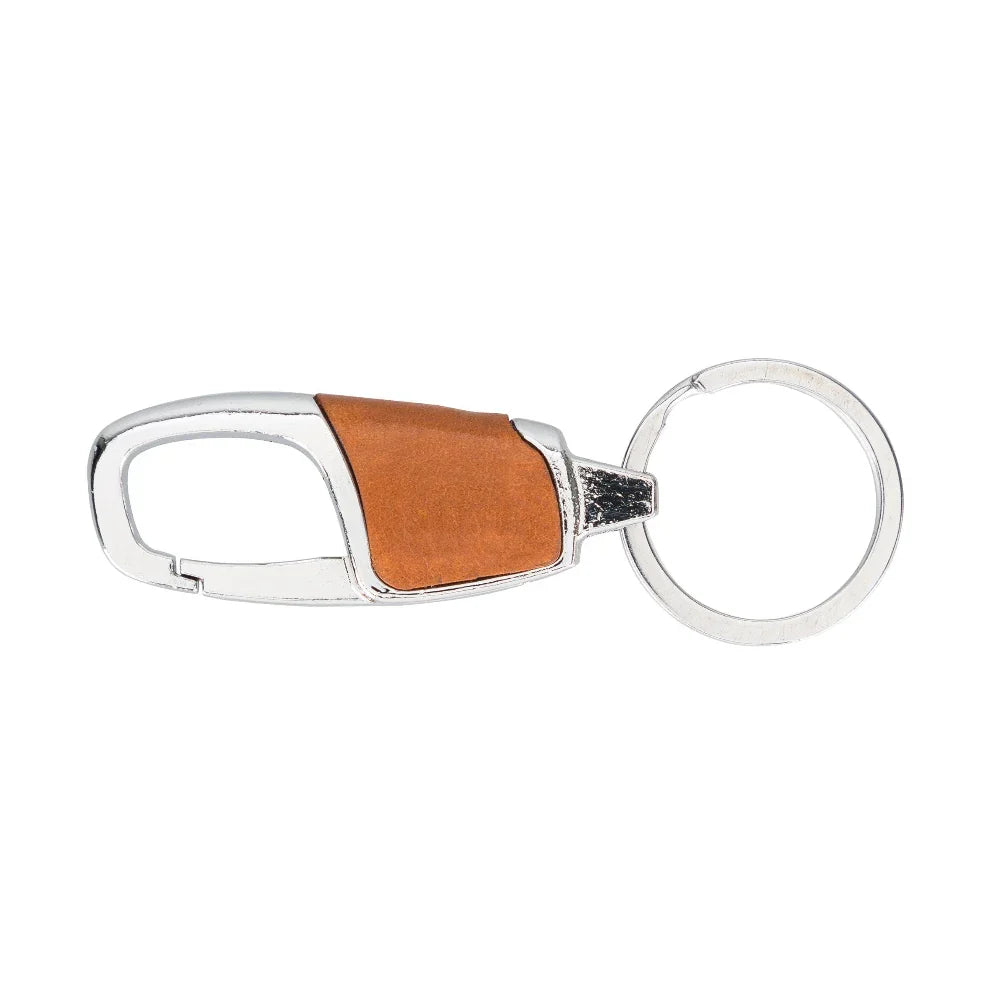 Leather Keyring in Sandy Tan