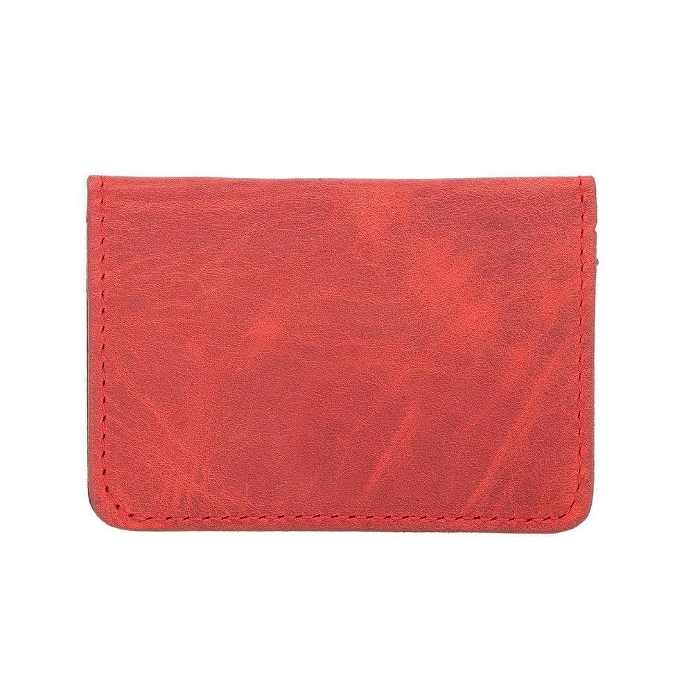 Leather Card Holder in Light Red