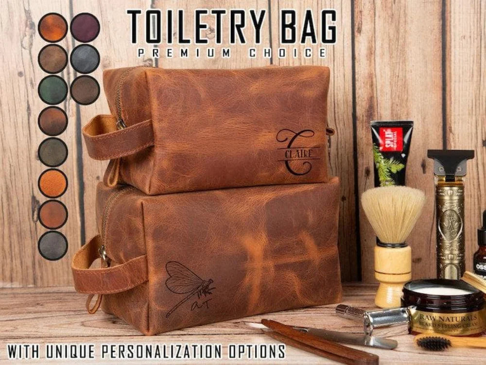 Leather Wash Bag - Medium
