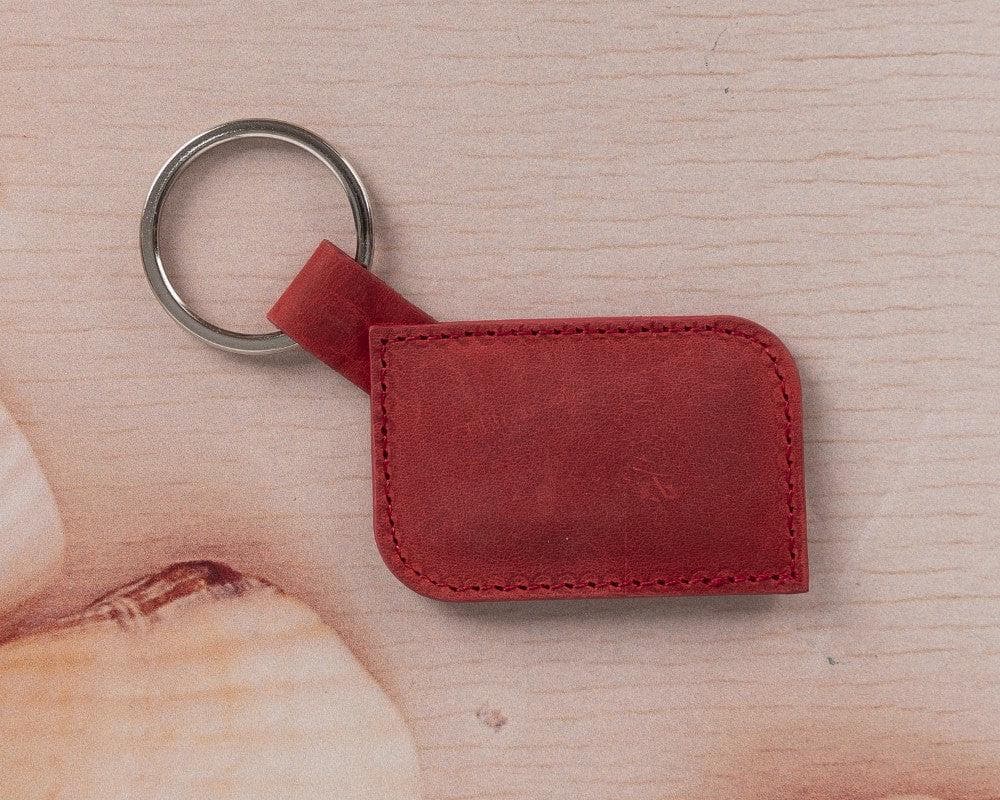 Leather Keyring in Light Red
