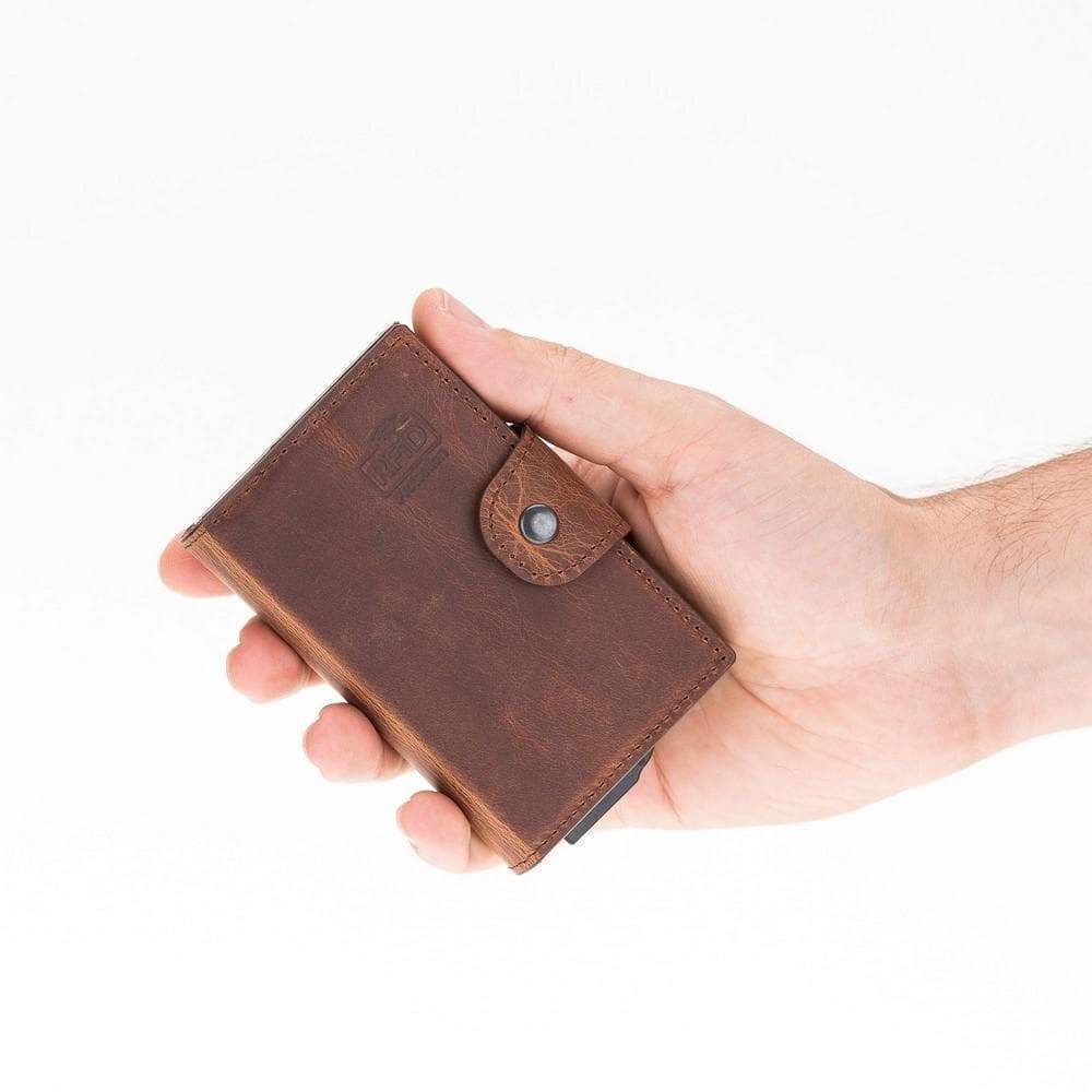 Leather Card Holder in Tan Brown