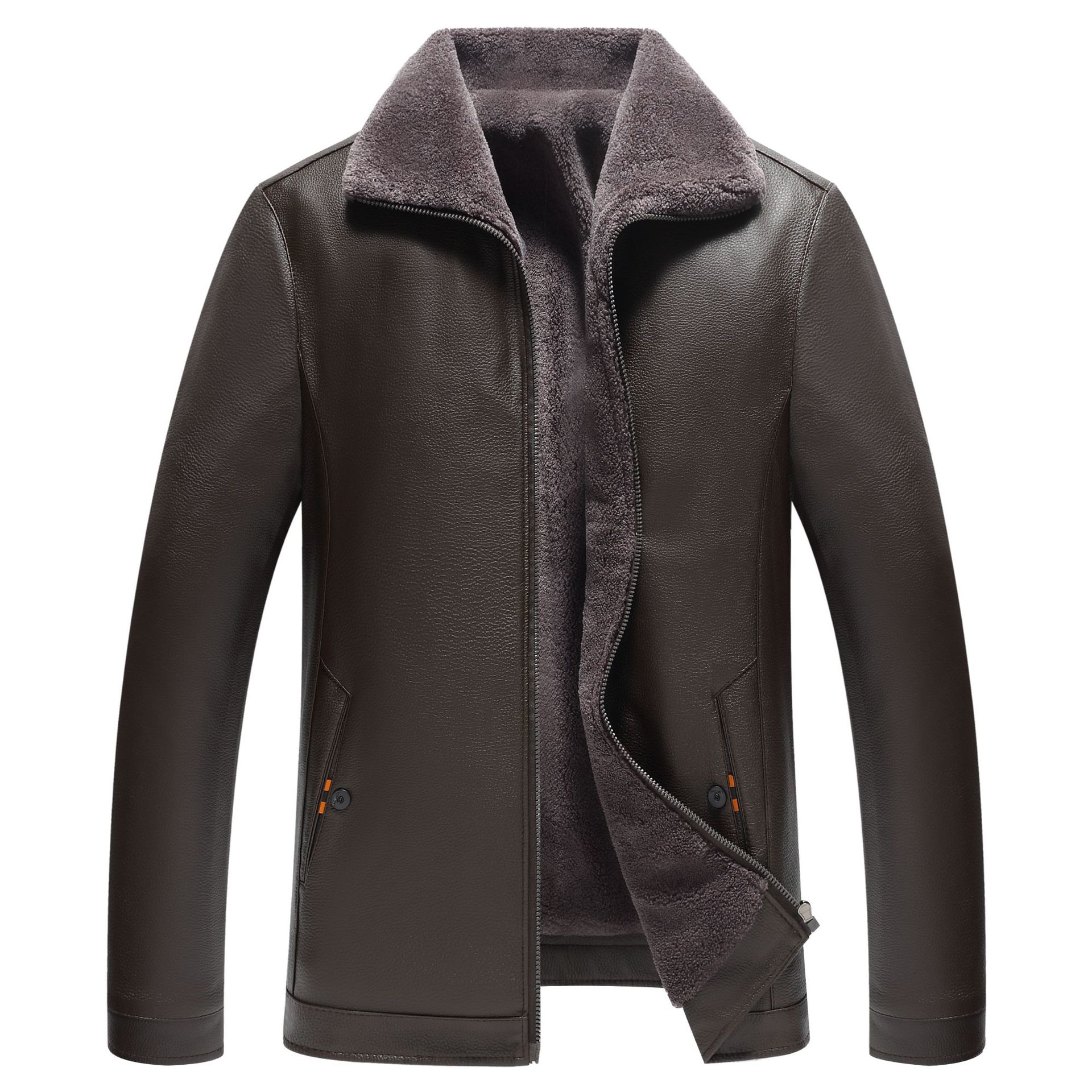 Men's Waterproof Fleece-Lined Leather Jacket – Saint Dor UK – side view