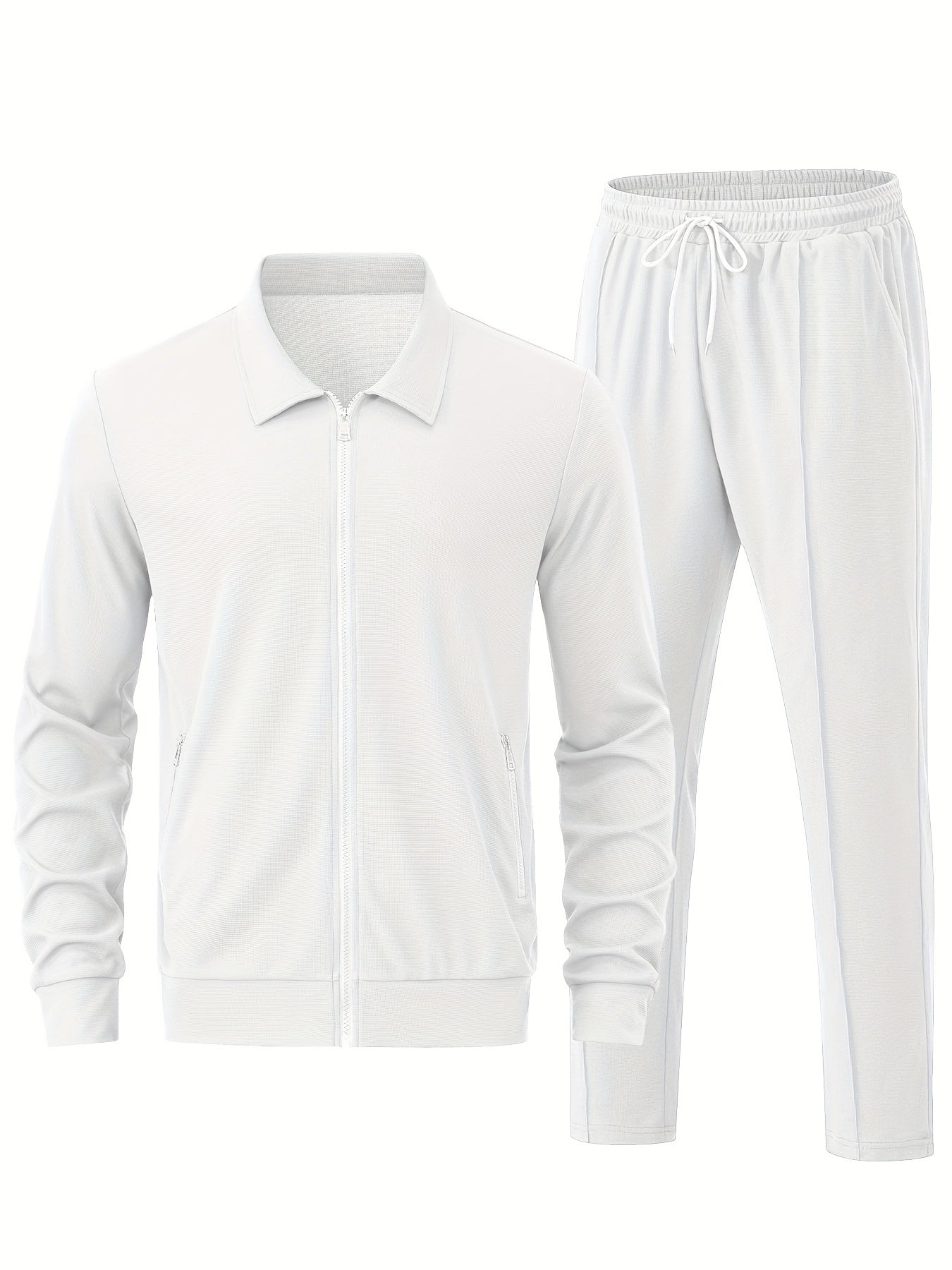 Men's Formal Stretch Tracksuit - Smart Two-Piece Co-Ord Set in Light Grey — detail view