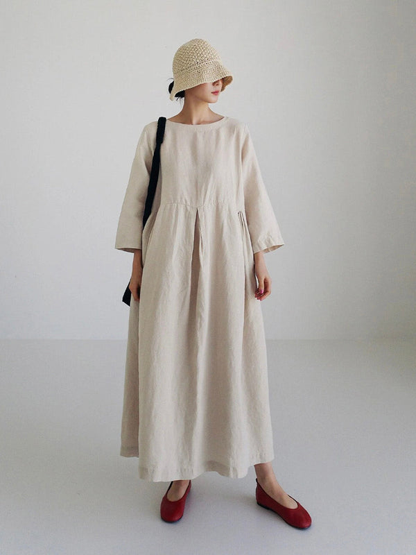 Women's Ivonne Cotton Maxi Dress – Side Pockets Casual – side view