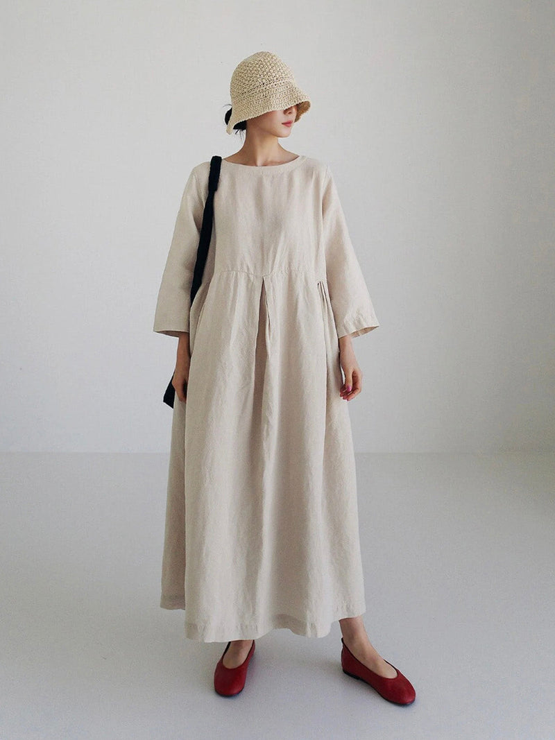 Women's Ivonne Cotton Maxi Dress – Side Pockets Casual – side view