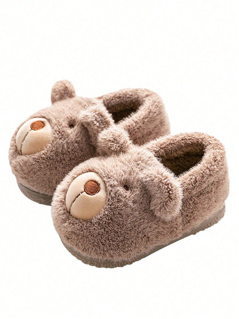 Plush baby slippers with a bear and ears on the toe, warm lining and a soft sole - view 2