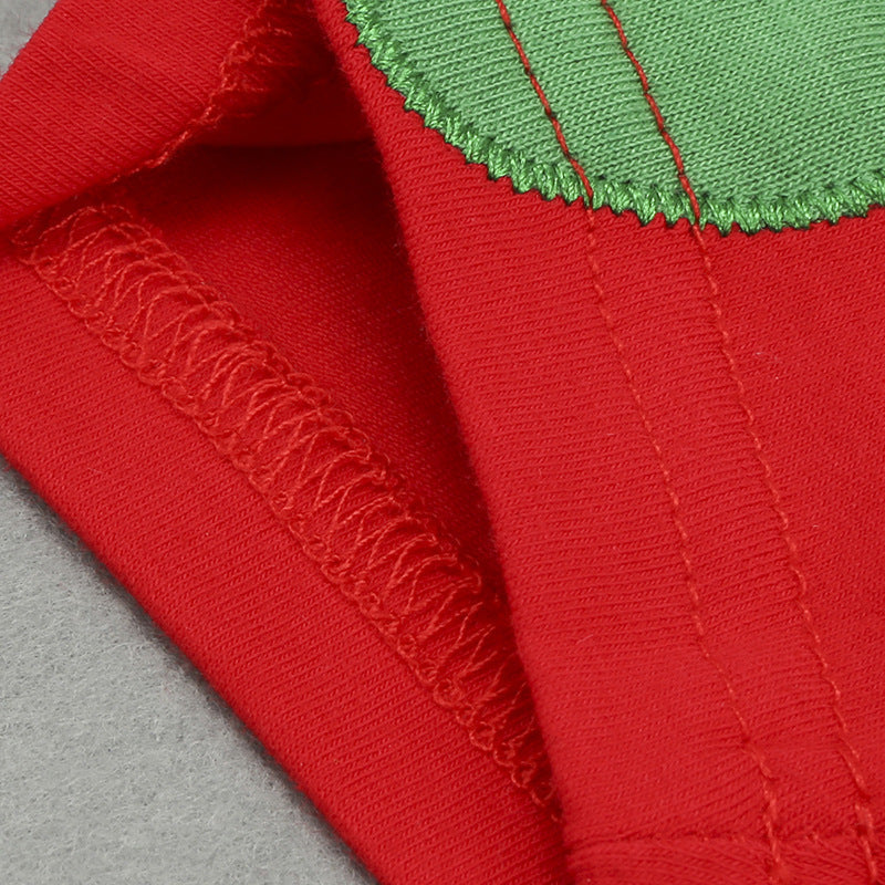 Red baby Christmas romper with snowman and a matching hat with antlers