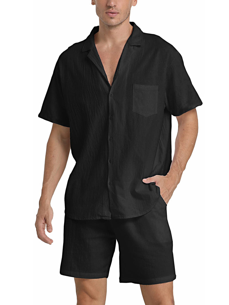 Men's Premium Linen Co-Ord Set - Breathable Summer Two-Piece in White — side view