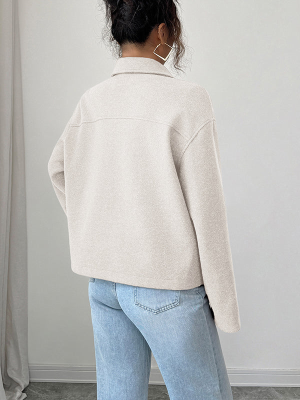 Short boxy jacket in a brushed cloth with a shirt collar and zip