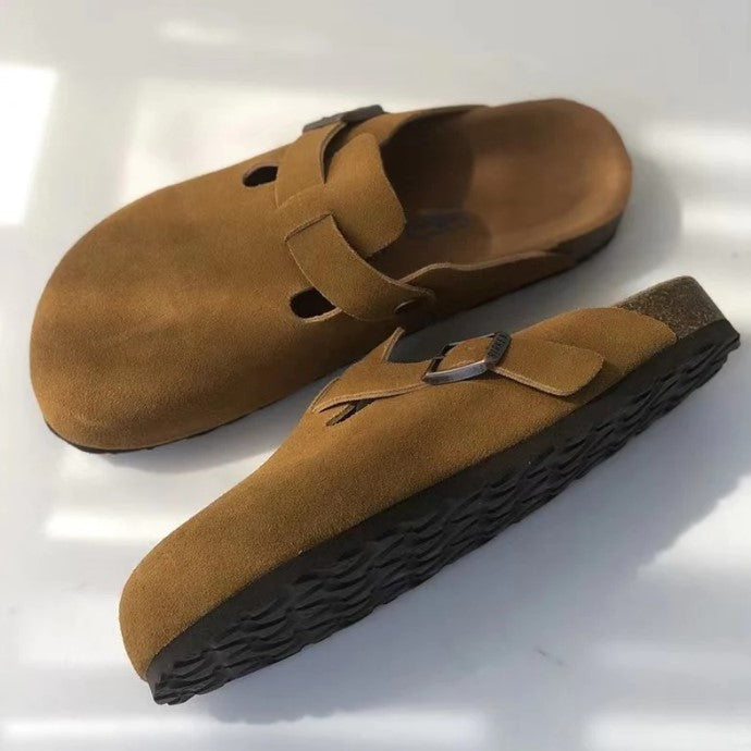 Women's leather Boston-style slip-on sandals – Saint Dor UK – front view