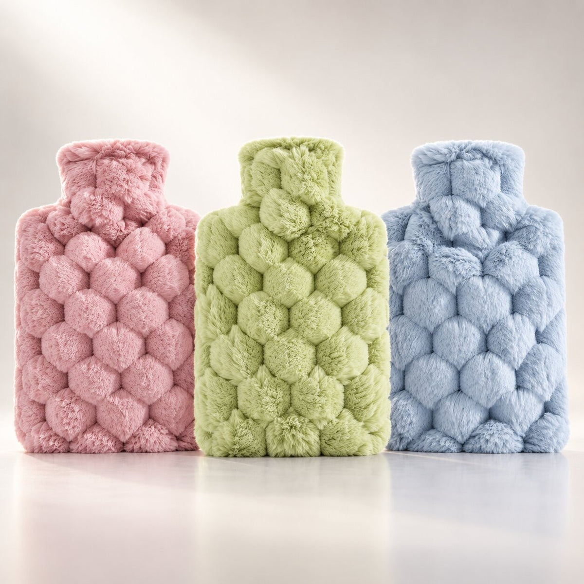 Bubble plush hot water bottle in two sizes