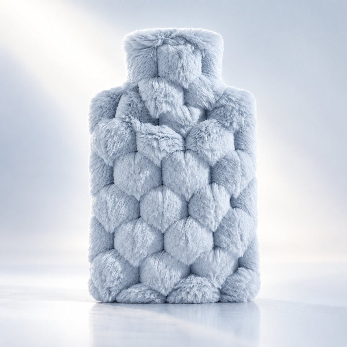 Bubble plush hot water bottle in two sizes - light blue