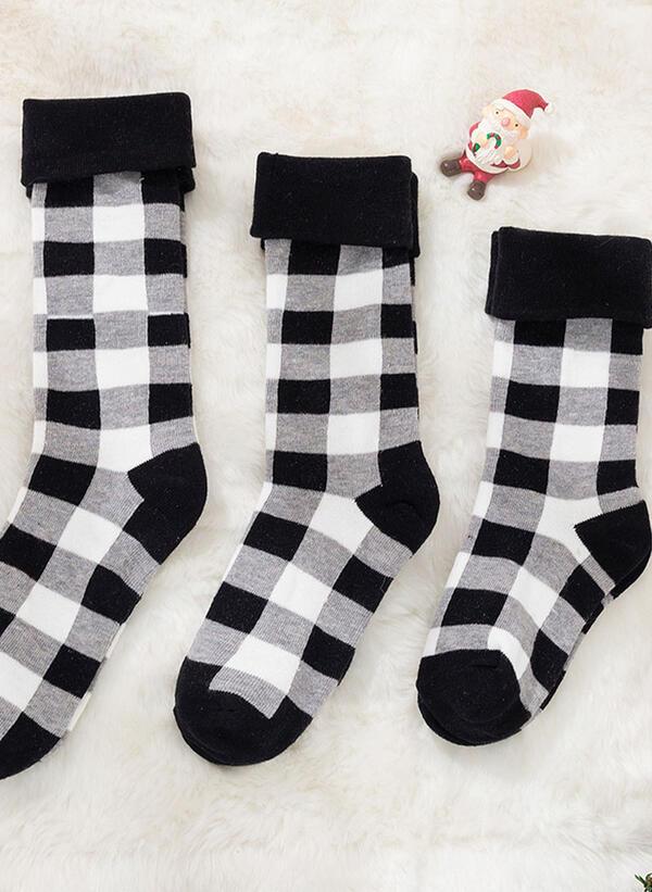 Tall buffalo check Christmas socks with a wide turned-down cuff